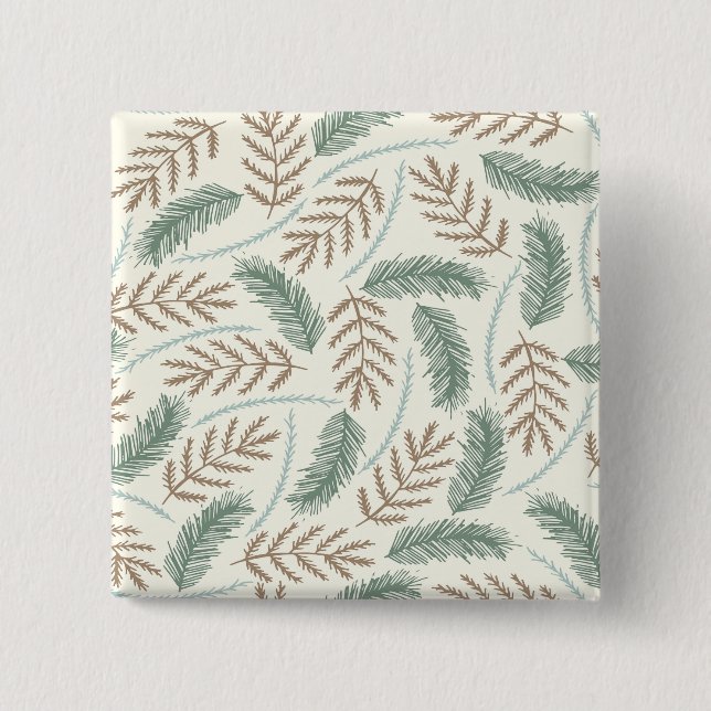 Chapa Cuadrada Pine and Cedar Evergreen Branches Pattern (Anverso)