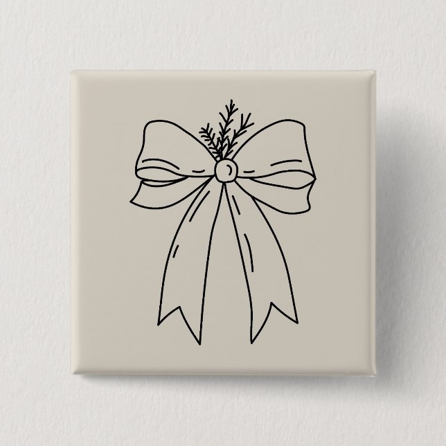 Chapa Cuadrada Pine Branch with Bow Minimalist (Anverso)