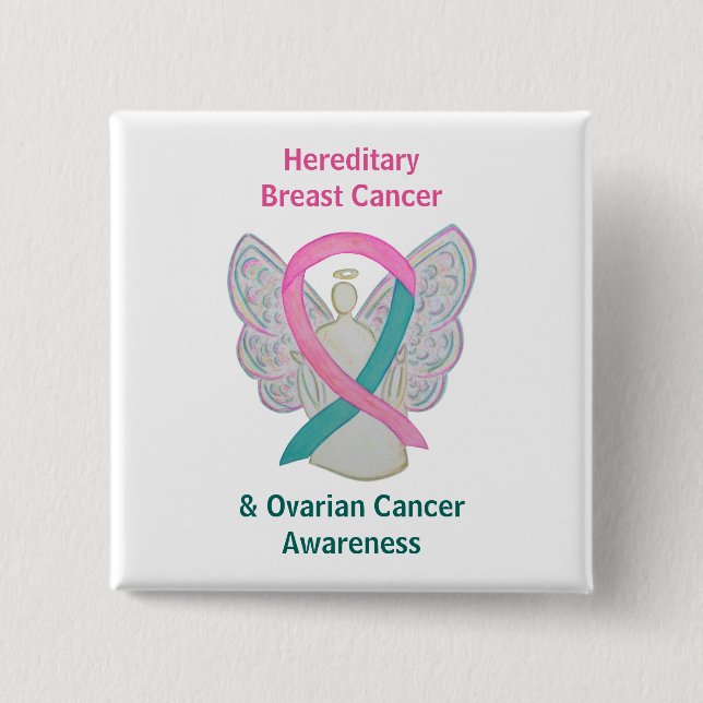 Chapa Cuadrada Pines de sensibilización sobre el cáncer de mama y (Anverso)