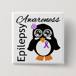 Chapa Cuadrada Pingüino de la conciencia de la epilepsia