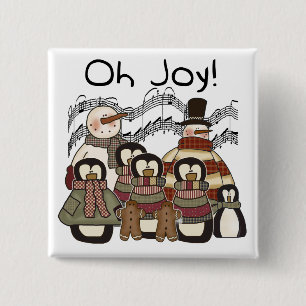 Chapa Cuadrada Pingüino Oh Alegría Navidades camisetas y regalos