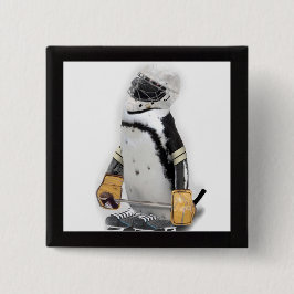 Chapa Cuadrada Pingüino Pequeño Con Engranaje De Hockey