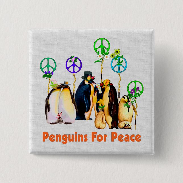 Chapa Cuadrada Pingüinos de la paz (Anverso)