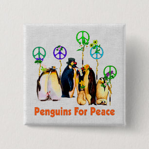 Chapa Cuadrada Pingüinos de la paz