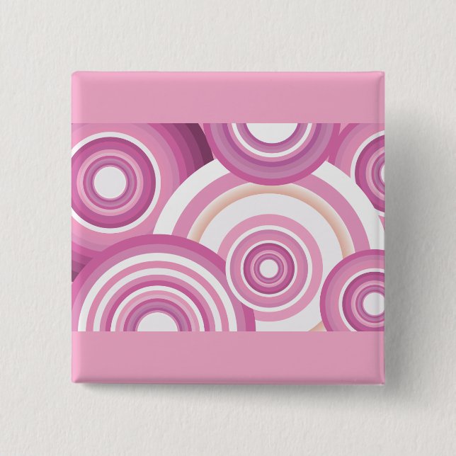 Chapa Cuadrada Pink Retro Circles Pattern (Anverso)