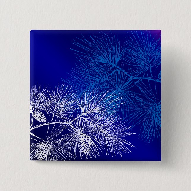 Chapa Cuadrada Pino de invierno azul y blanco (Anverso)