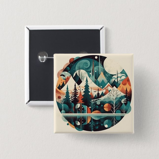 Chapa Cuadrada Pinos y picos nórdicos (Anverso y reverso)