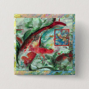 Chapa Cuadrada Pintado de peces Koi Carp