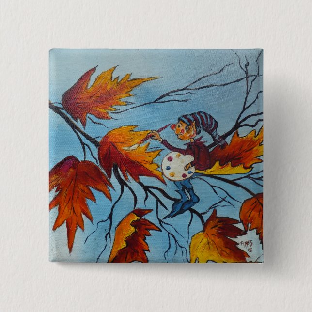 Chapa Cuadrada Pintado de píxeles de Button Ann Hayes (Anverso)