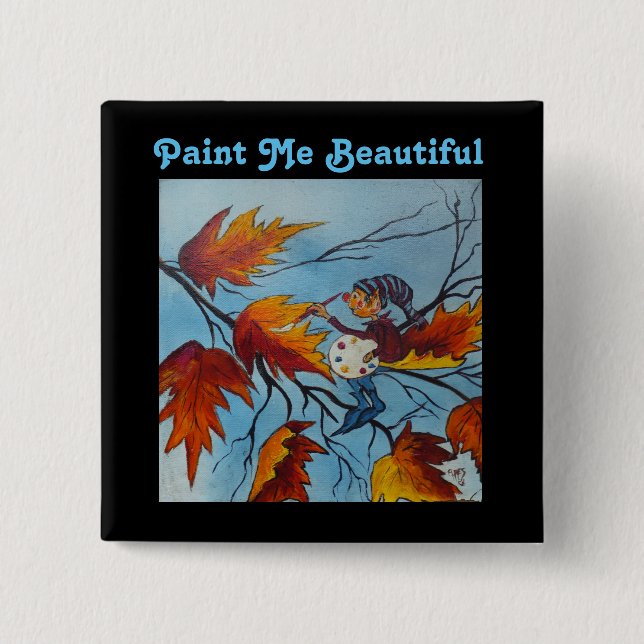 Chapa Cuadrada Pintado de píxeles de Button Ann Hayes (Anverso)