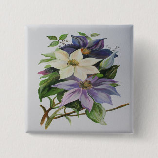 Chapa Cuadrada Pintura acrílica de Lilac Clematis Vine
