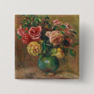 Chapa Cuadrada Pintura al óleo floral francesa vintage de Renoir