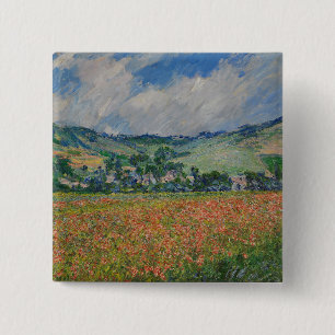 Chapa Cuadrada Pintura de Claude Monet, campo de adormidera en Gi