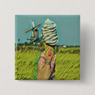 Chapa Cuadrada Pintura de helados de época