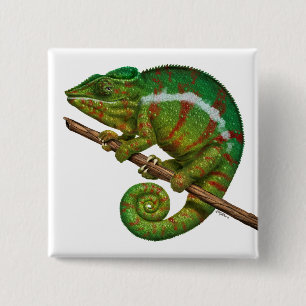 Chapa Cuadrada Pintura digital de Panther Chameleon