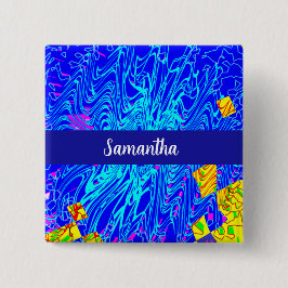 Chapa Cuadrada Pintura moderna de arte abstracto azul