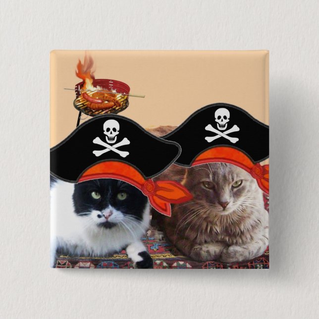 Chapa Cuadrada PIRATA CATS, habla como el Día del Pirata (Anverso)