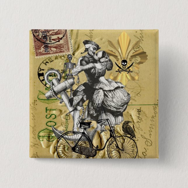 Chapa Cuadrada Pirata del steampunk del vintage (Anverso)