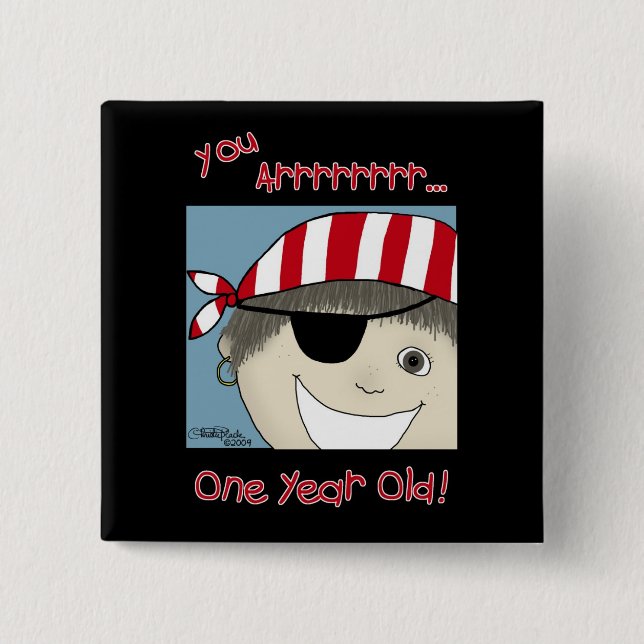 Chapa Cuadrada Pirate Boy de un año (Anverso)