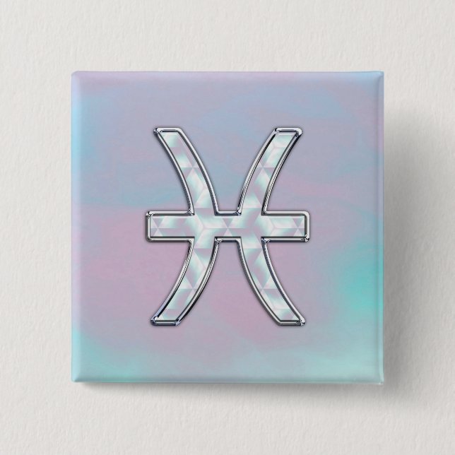 Chapa Cuadrada Pisces Zodiac Madre de la Decoración estilo Perla (Anverso)
