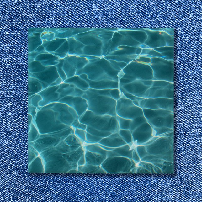 Chapa Cuadrada Piscina verde Aqua Foto acuática (Swimming Pool Pinback Button)