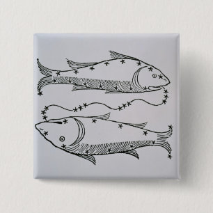 Chapa Cuadrada Piscis (los pescados) un ilustracion del 'poeta
