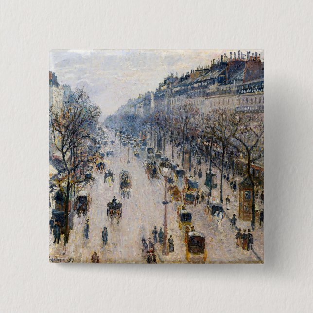 Chapa Cuadrada Pissarro - Boulevard Montmartre, invierno por la m (Anverso)