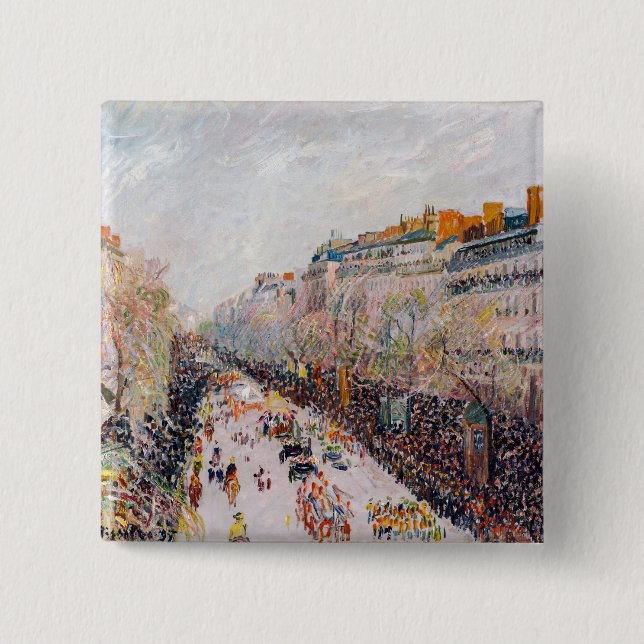 Chapa Cuadrada Pissarro - Montmartre, Mardi Gras en el Boulevard (Anverso)