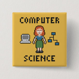 Chapa Cuadrada Pixel Computer Science - Female - Button