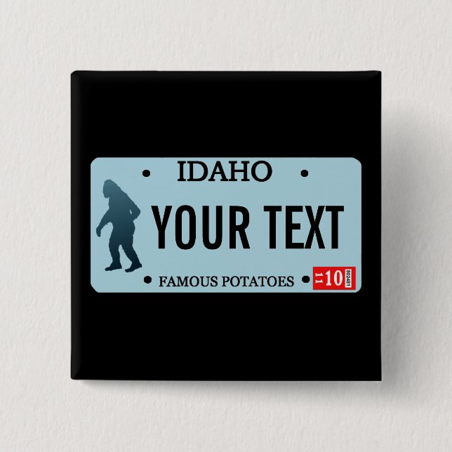 Chapa Cuadrada Placa de licencia de Idaho Sasquatch (Anverso)