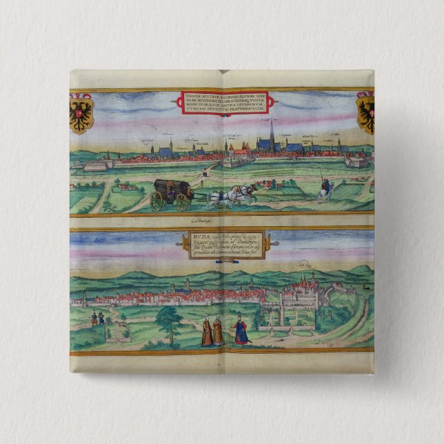 Chapa Cuadrada Plan de ciudad de Viena y de Buda, de 'Civitates (Anverso)