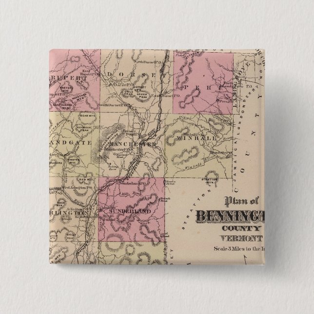 Chapa Cuadrada Plan del condado de Bennington, Vermont (Anverso)