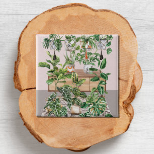 Chapa Cuadrada Plantas Tropicales Acuarela