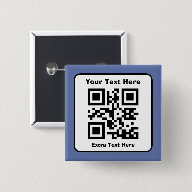 Chapa Cuadrada Plantilla de código QR escaneable con texto editab (Anverso y reverso)