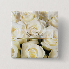Chapa Cuadrada Plantilla de elegancia de rosa blanca