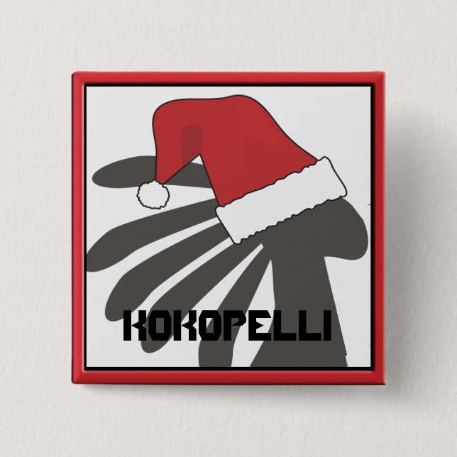 Chapa Cuadrada Plantilla de Navidades de Kokopelli (Anverso)