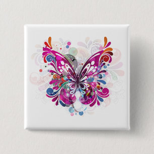 Chapa Cuadrada Plantilla del personalizar de las mariposas del ~