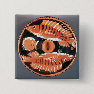 Chapa Cuadrada Platee la representación de dos pescados, 350 A.C