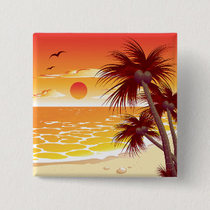 Chapa Cuadrada Playa de la puesta de sol tropical palmera isla