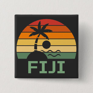 Chapa Cuadrada Playa de Verano de Palmeras Vintage de Fiji