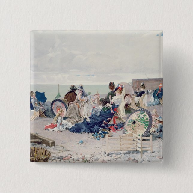 Chapa Cuadrada Playa en Yport, 1878 (aceite en lona) (Anverso)