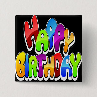 Chapa Cuadrada Playful Happy Birthday Text