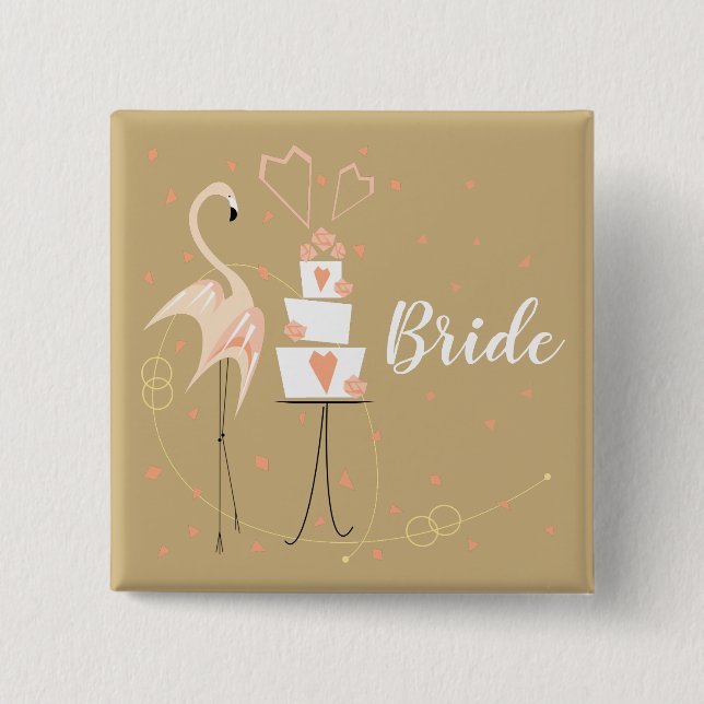 Chapa Cuadrada Plaza Flamingo Boda Bride (Anverso)
