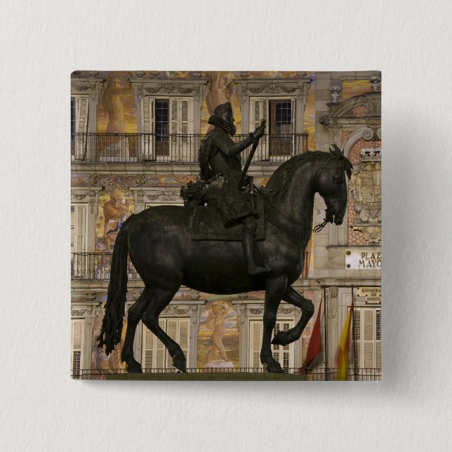 Chapa Cuadrada Plaza Mayor con estatua de Filipe III, Madrid, (Anverso)
