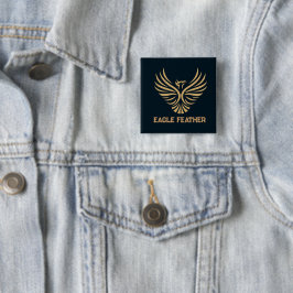 Chapa Cuadrada Pluma de Águila Texto Personalizado e Imagen Cuadr