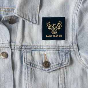 Chapa Cuadrada Pluma de Águila Texto Personalizado e Imagen Cuadr