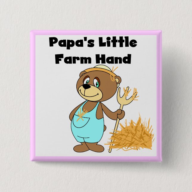 Chapa Cuadrada Pocas camisetas y regalos de la mano de la granja (Anverso)