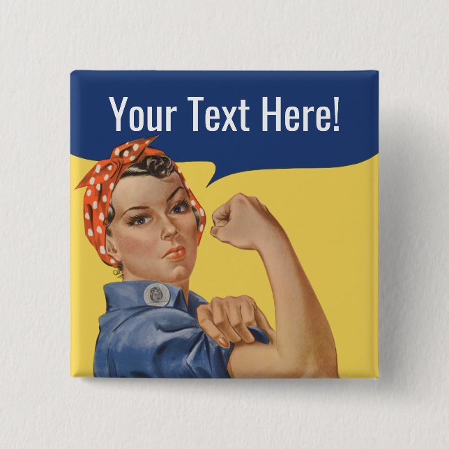 Chapa Cuadrada Podemos hacerlo Personalizado Rosie The Riveter Bu (Anverso)
