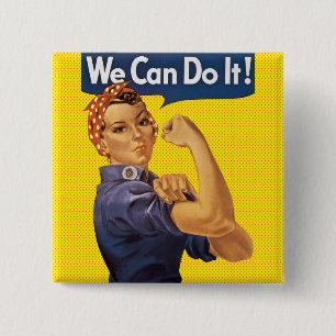 Chapa Cuadrada ¡Podemos Hacerlo! Rosie the Riveter Red Polka Dots