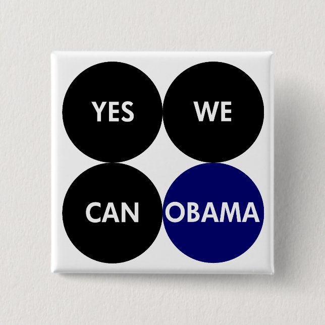 Chapa Cuadrada Podemos sí Pin de Obama (Anverso)
